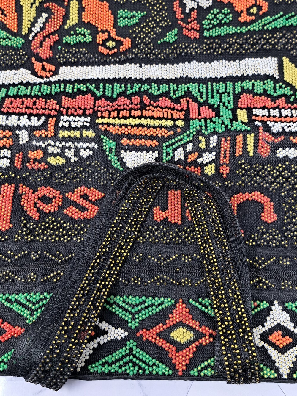 Multi-Color Beaded "Jerusalem" Drawstring Tote Bag - Picture 5 of 6